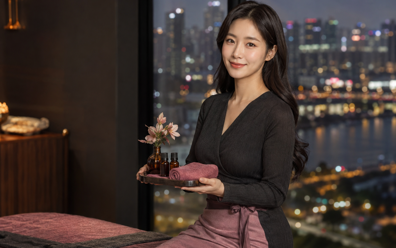 포천 방문 홈케어를 안내하는 젊은 성인 한국 여성 관리사