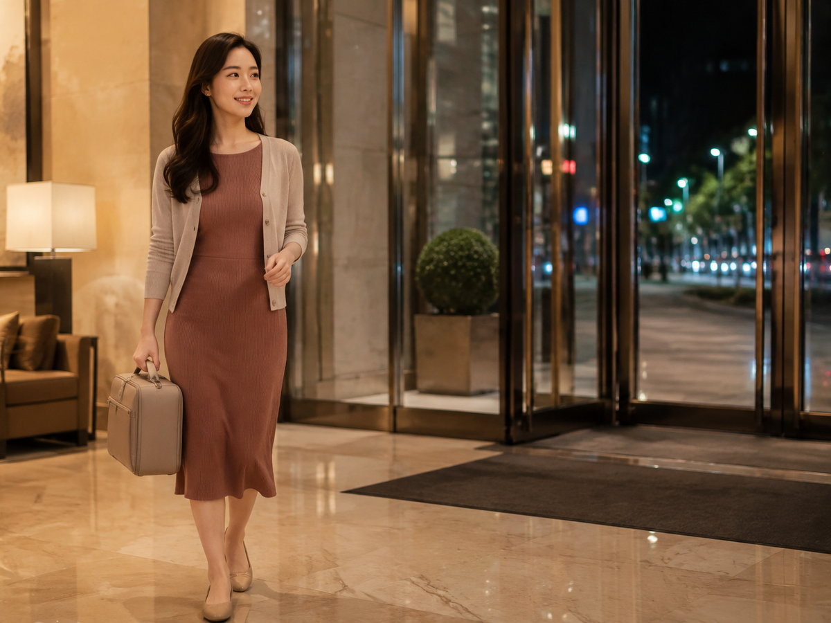 경기도 포천시 이동과 방문 일정을 안내하는 젊은 성인 한국 여성 관리사